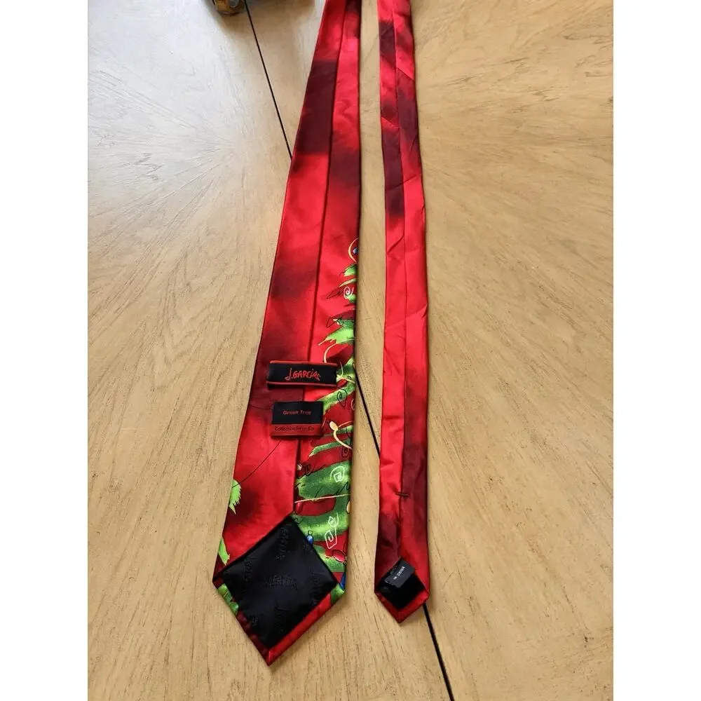 Vintage Jerry Garcia Silk Christmas Tie Collection 56 Abstract Tree Red Holiday